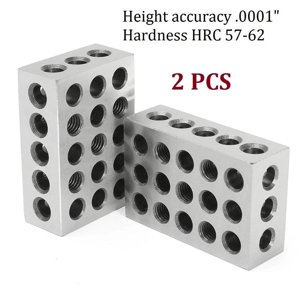 2Pcs Precisie Blokken Gehard Staal 1 2 3 Blokken 0.0001 123 Frees 23 Gaten 50 75mm Blok|Meters| - AliExpress