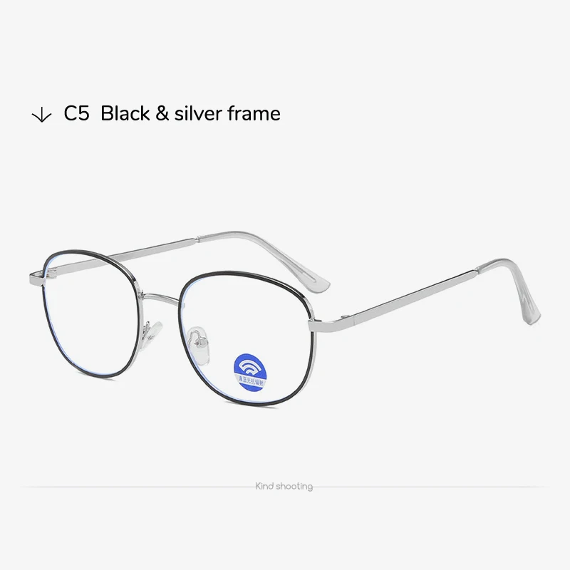 Silver black Toketorism голубые легкие очки женские овальные металлические оправы мужские очки для работы на компьютере 4009 - Цвет оправы: Silver black