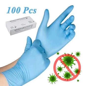 

100 Pieces=50 Pairs/Pack Disposable Nitrile Gloves Multipurpose Powder Free Medical/Food Grade Gloves Blue Water Proof Gloves