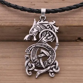 

Norse Viking Dragon Pendant Gothic Mens Necklaces Nordic Amulet Talisman Jewlery