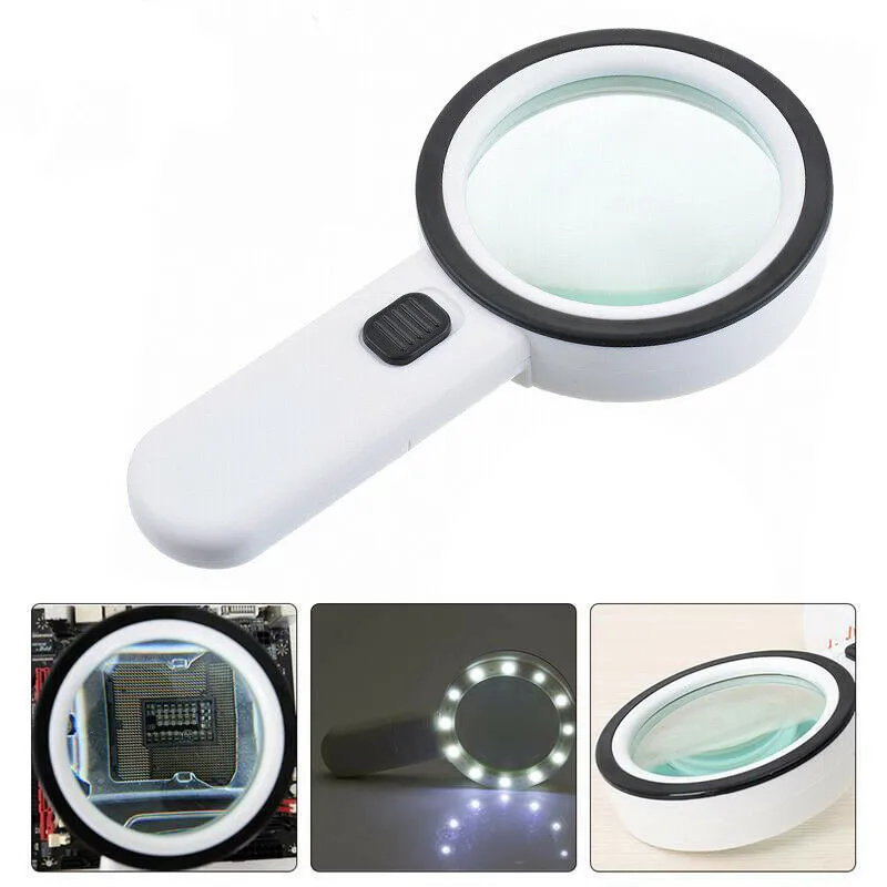 Ручное увеличительное стекло 30 раз Led с УФ фальшивыми стеклянными линзами Новое