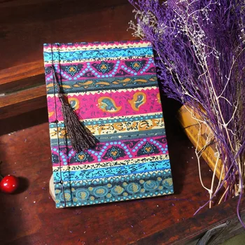 

4 pattern thread bound cloth cover Chinese nationality series A5 stripe notebooks and journals office supplies cute notebook