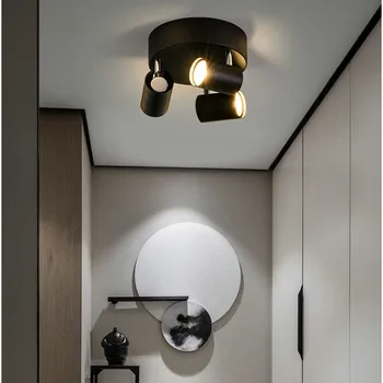 

Modern Creative Led Ceiling Lamp Aisle Corridor Home Clothing Store Adjustable Angle 3 Heads Black/White Tracking Light 5W