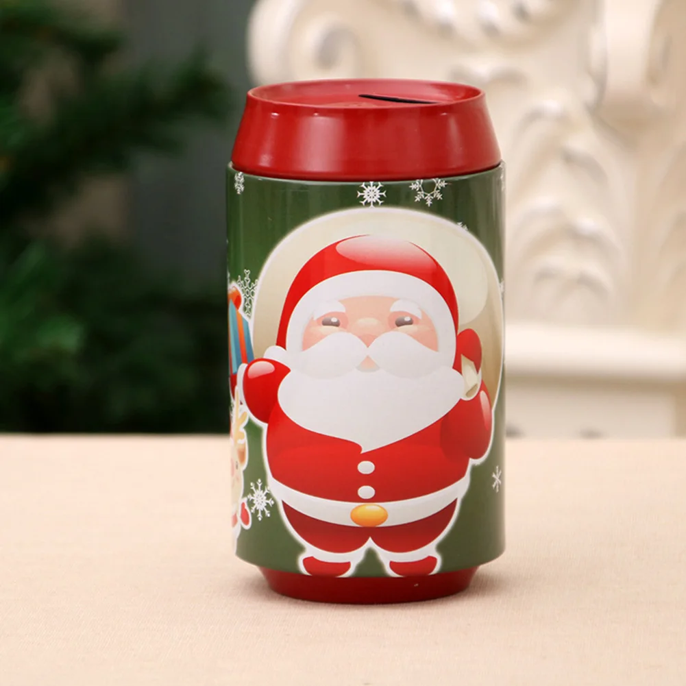 

4pcs Christmas Metal Coin Bank Money Box Creative Santa Claus Coin Box for Coin Saving Christmas Candy Holders Gift Decorations