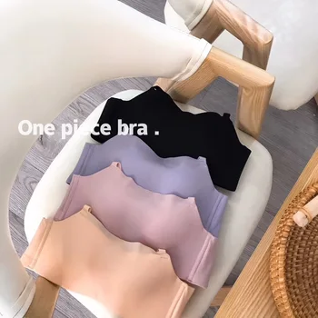 

New Style High-End Infant Cotton Seemless Bra Anti-Exposure Ultra-Push up Students Less WOMEN'S Underwear