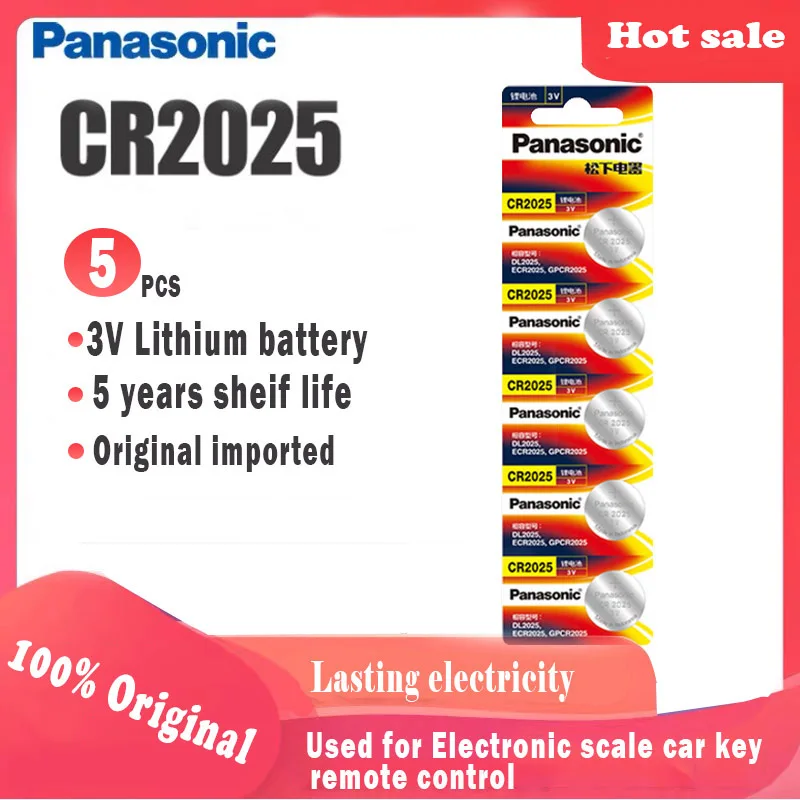 Оригинальные кнопочные аккумуляторы PANASONIC cr2025 5 шт. для цифровой камеры