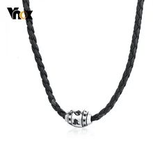 Vnox, религиозные пословицы, Очаровательное ожерелье s для мужчин, черная кожаная веревка, Молитвенное колье, ожерелье, 18,3"-20,27", регулируемое