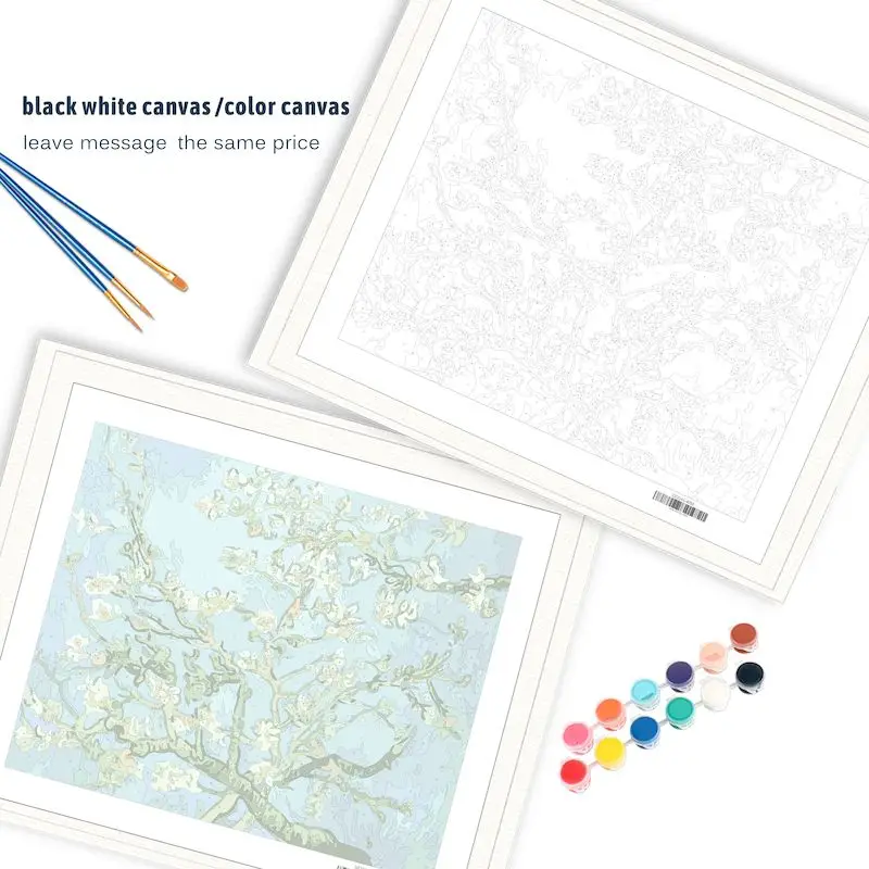 Van Gogh Oil Painting By Number Flowers Kits For Adults On Canvas With Frame Acrylic Paints Picture Coloring By Number Decor Art 2