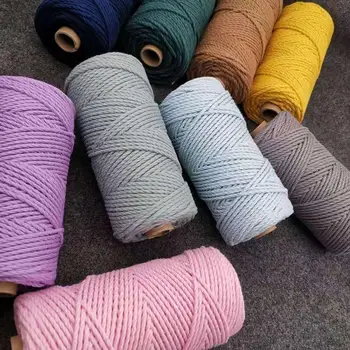 

Ropemate Premium Soft Cotton Cord 3MM 100Yards - 3 Strand Twsited -Baby blue cherry pink