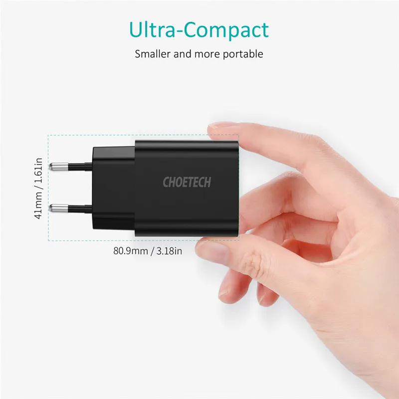 CHOETECH Универсальный 12/18 Вт USB Зарядное устройство US EU Plug дорожное настенное зарядное Зарядное устройство usb-адаптер Smart Зарядное устройство мобильного телефона Зарядное устройство для iPhone 8 Plus
