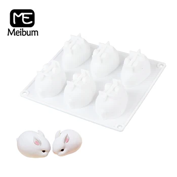 

Meibum 6 Cavity Bunny Chocolate Mousse Mould Rabbit Silicone Cake Mold Dessert Decorating Tray Muffin Pastry Pan Baking Tools