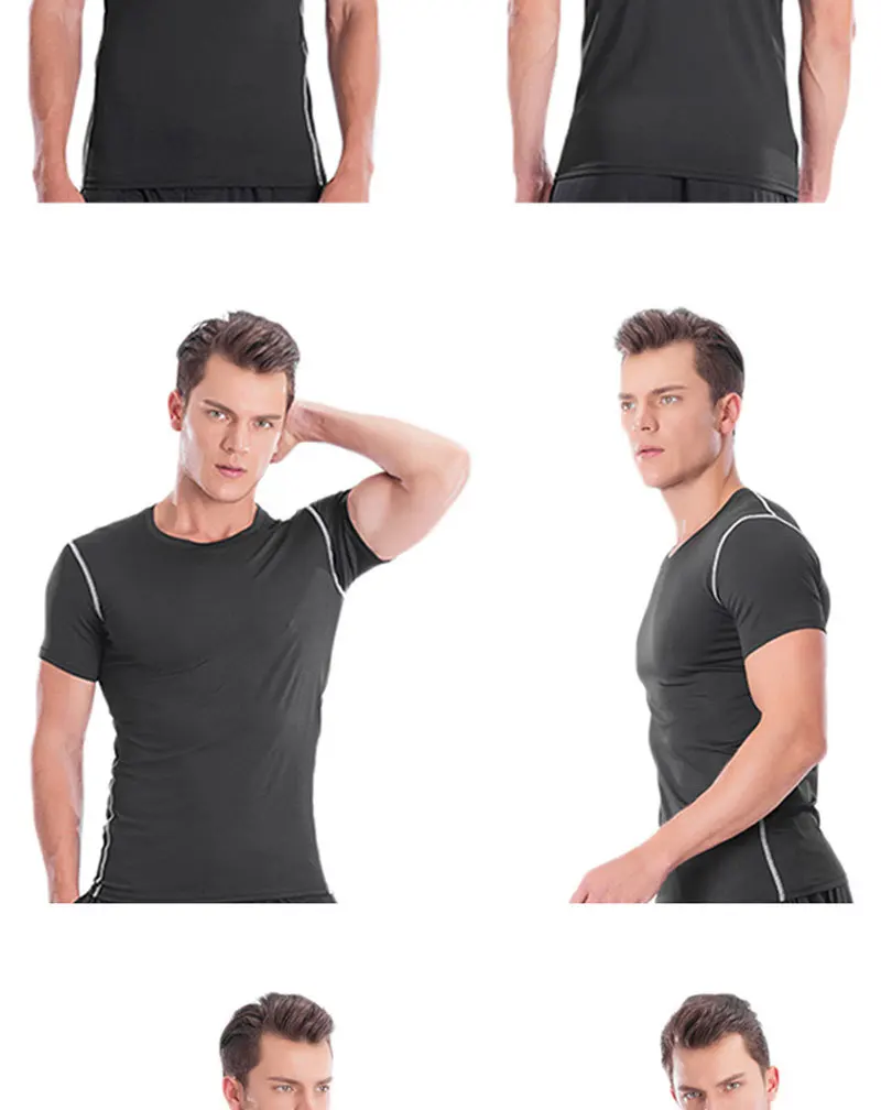 Currently Available Men Summer Tight-Fit Training Suit Short Sleeve Pro Fitness Suit Quick-Dry Sports Set 1003+ 1004