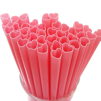 100PCS heart-shaped straws disposable 1