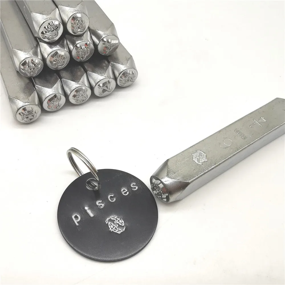 Metal Ss Stamp On Jewelry 12PCS 6mm Constellation Metal