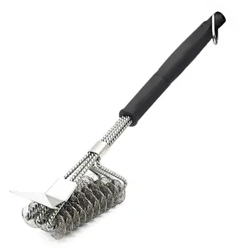 

Practical Stainless Steel Barbecue Grill Cleaning Brush Wire Cleaner Outdoor BBQ Clean Tool Accessories with Handle