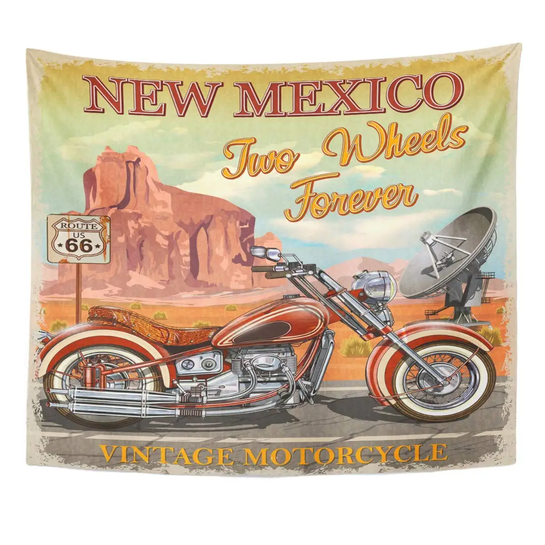 Antico Road Vintage Route 66 New Mexico Moto In America Bicicletta Canyon Arazzo Complementi Arredo Casa Appeso A Parete Per Soggiorno