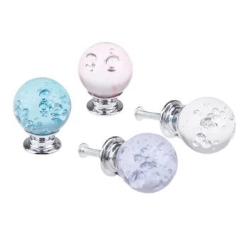 1Pc 30mm K9 Crystal Bubble Ball Door Knob Single Hole Zinc Alloy Kitchen Furniture Drawer Cupboard Dresser Cabinet Pull Handles