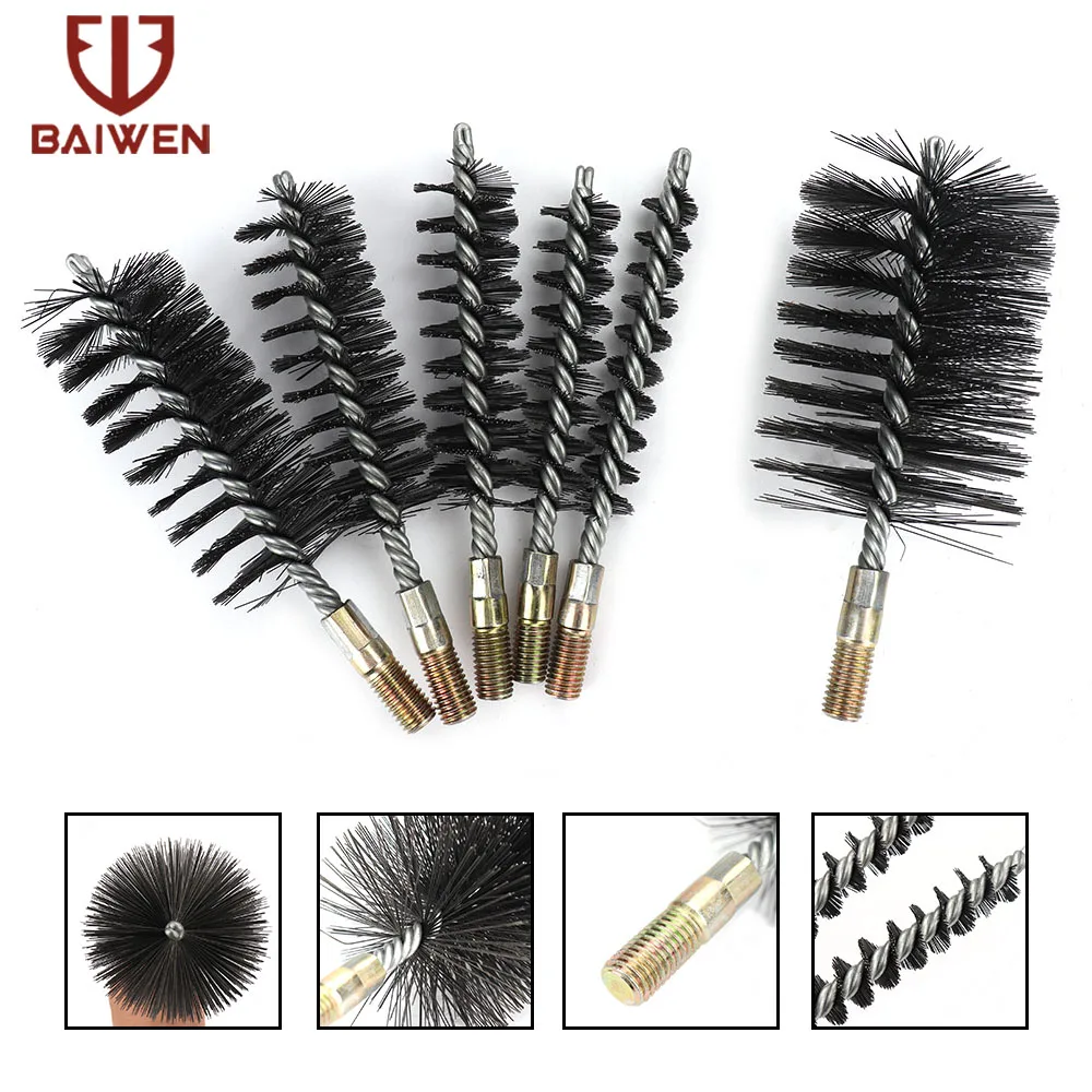 1pc Stahl Draht Rohr Rohr Pinsel Reinigung Werkzeuge Wasser Rohr M12 Stahl Draht Rohr Rohr Sweep Reinigung Schornstein hand Werkzeuge 18-75mm – Detail 1