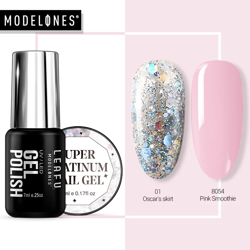 

Modelones 2Pcs/Lot Diamond Glitter Led Gel Nail Polish Set Soak Off Platinum Sequins UV Gel Polish Lacquer Semi Permanent Polish