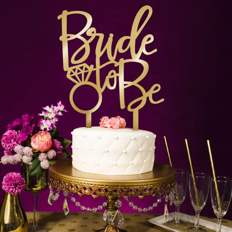 Акриловые золотые топперы для свадебного торта, вставляемые украшения для торта, Mr Mrs, невеста, жених, свадьба, помолвка, юбилей, вечерние