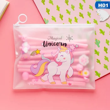 

10 Pcs Random Pen +Bag/Set Kawaii Unicorn Gel Pen Rainbow Color Pen For Student Writing Tools School Supplies Stationery Gifts