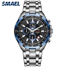 SAMEL часы мужские водонепроницаемые Chronogrph мужские часы люксовый бренд большой циферблат Кварцевые Спортивные Наручные Часы Relogio Masculino 9063