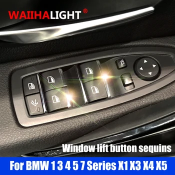 

Car Window Lift Switch Button Sequin ABS Chrome Trim Sticker For BMW 1 3 4 5 7 Series X1 X3 X4 X5 Interior Accessories
