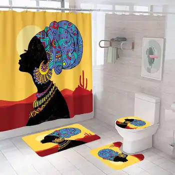 

Polyester Bathroom Curtain Waterproof Shower Curtain Toilet Cover Pedestal Non-Slip Rug Set Bath Curtain Bathroom Decoration Set