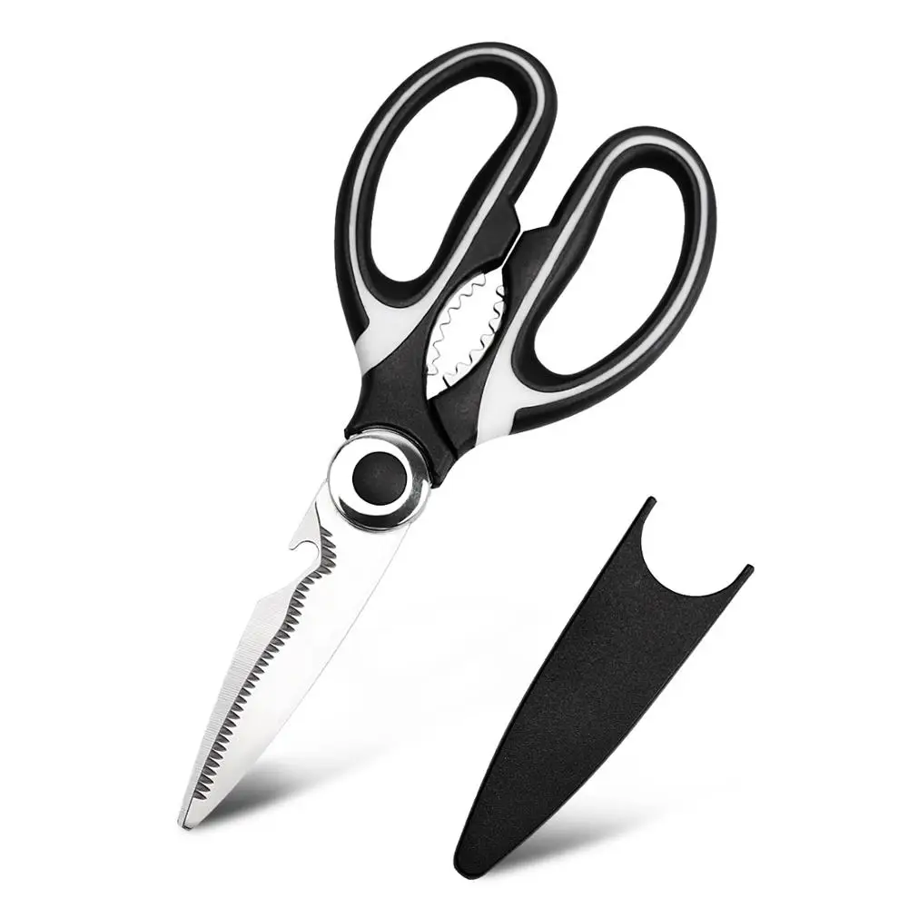 5 in 1 Stainless Steel Multifunctional Sharp Scissor Kitchen Knife Accessories Supplies Knife Sharpener Turkey Meat Tools - Цвет: Черный