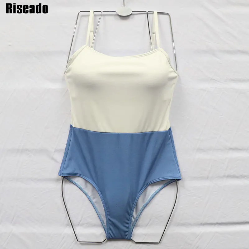 Riseado Patchwork One Piece Swimsuit Sexy Swimwear Women 21 Ribbed Bodysuit Women S Bathing Suit White Strap Swimsuits Summer Body Suits Aliexpress