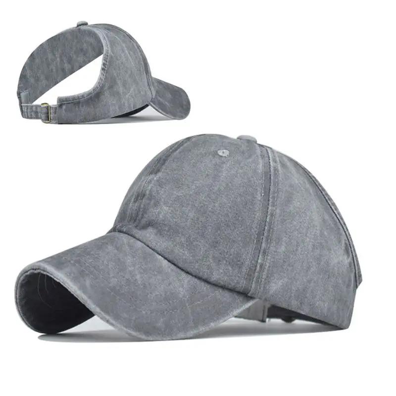 2020 Unisex Vintage Washed Cotton Baseball Cap Half Empty Top Backless