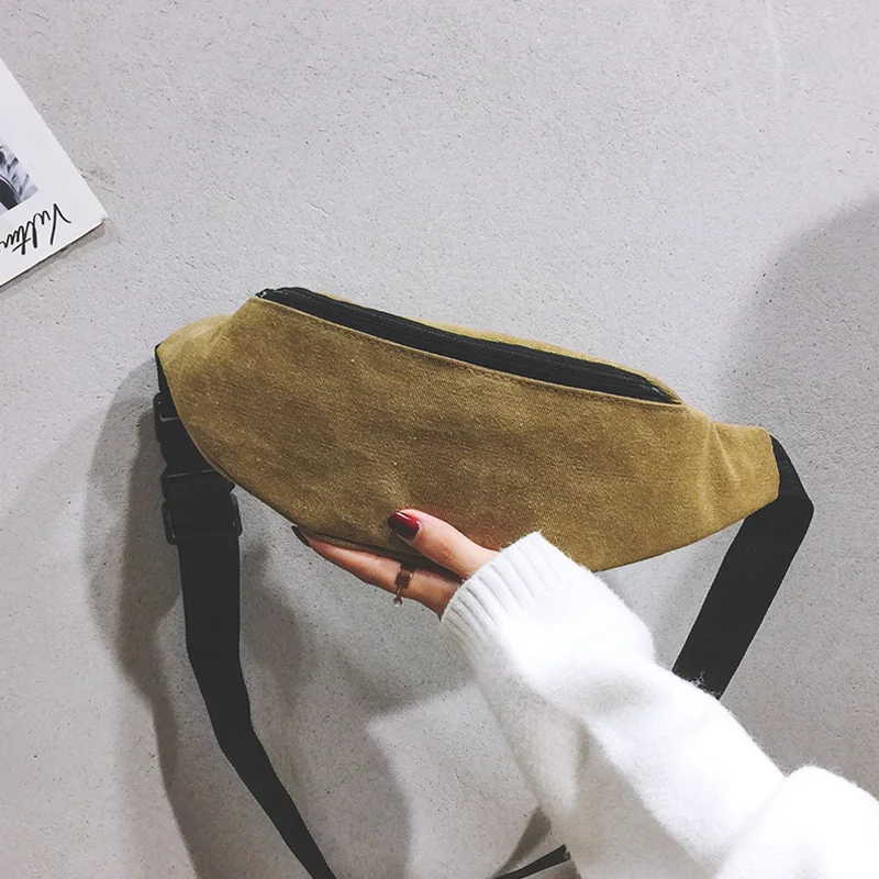 Холщовая женская сумка на талию наружная сумка для бега поясная сумка женская сумка на пояс банановые сумки одноцветная Сумочка карман - Цвет: Khaki Waist pack