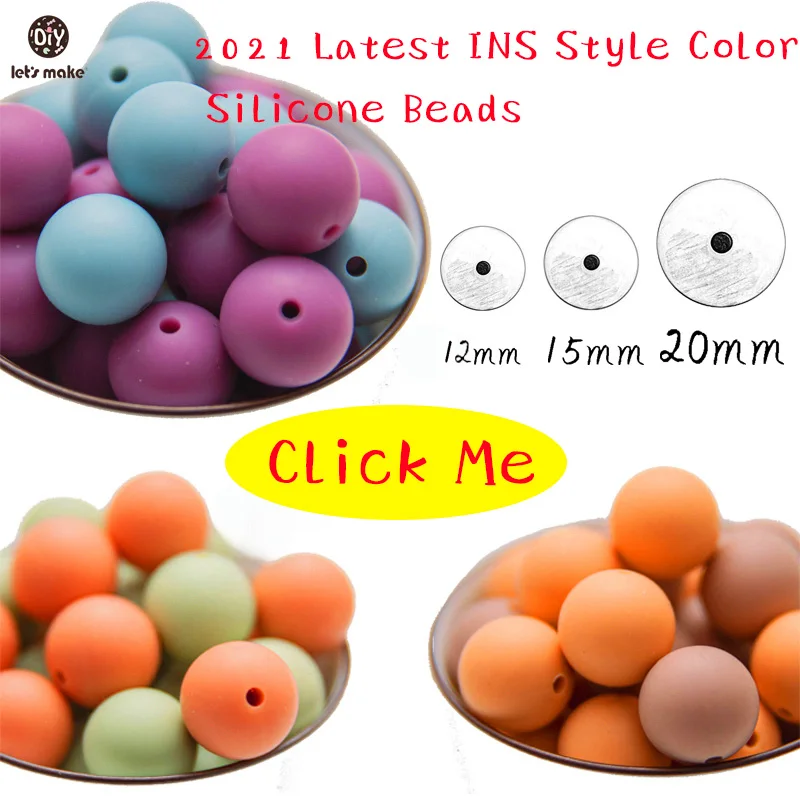 Let's make 50pcs Silicone Beads 12mm Eco-friendly Sensory Teething Necklace Food Grade Mom Nursing DIY Jewelry Baby Teethers