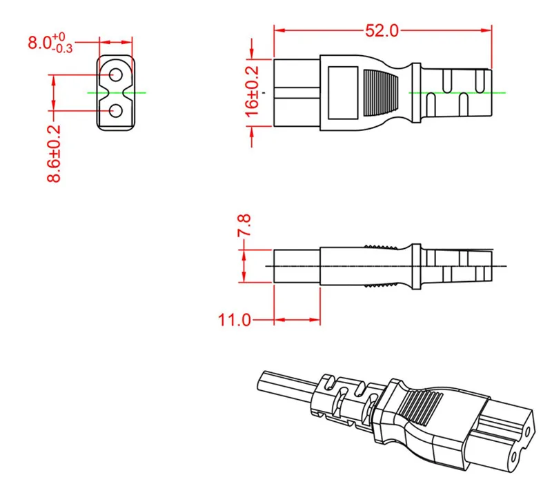2 зубец поляризованный-шнур питания для Visio-LED-TV Smart-HDTV E-M-Series и другие 2 слота адаптера-AC-Wall-кабель: IEC-60320 IEC320 C7