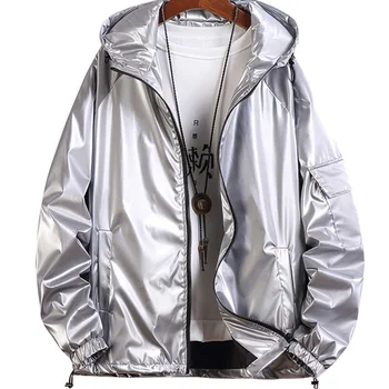 

Reflective Silver Jacket Men Oversized Hiohop Reflective Mens Jacket Corta Vento Masculino Korean Style Men Hiphop Golden HH50JK