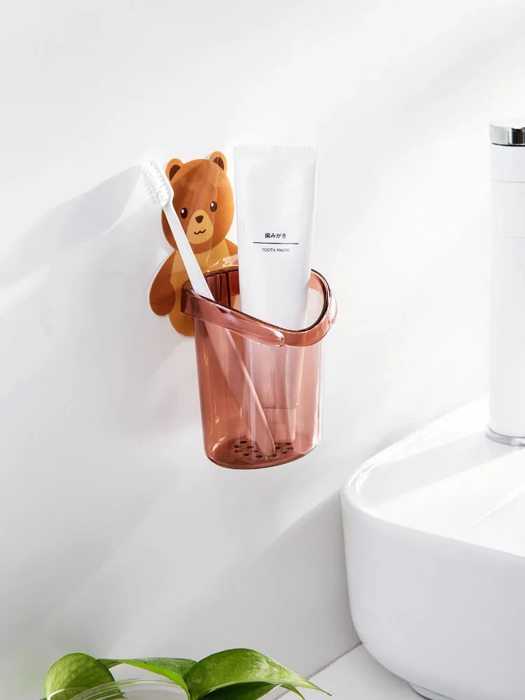 Bathroom Accessories Set Toothbrush Holder Toothpaste Storage Rack Wall Mount Toothbrush Cup Rack Stand For Child