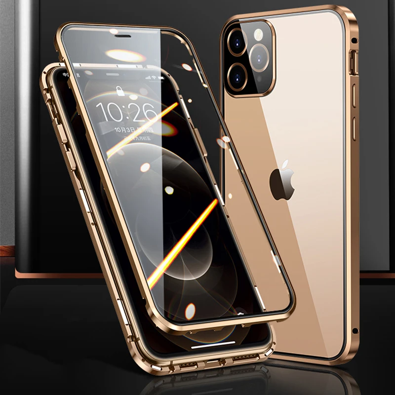 Магнитный чехол с полным покрытием 360 градусов для iPhone 12 Pro MAX 13 Mini 11Pro роскошный