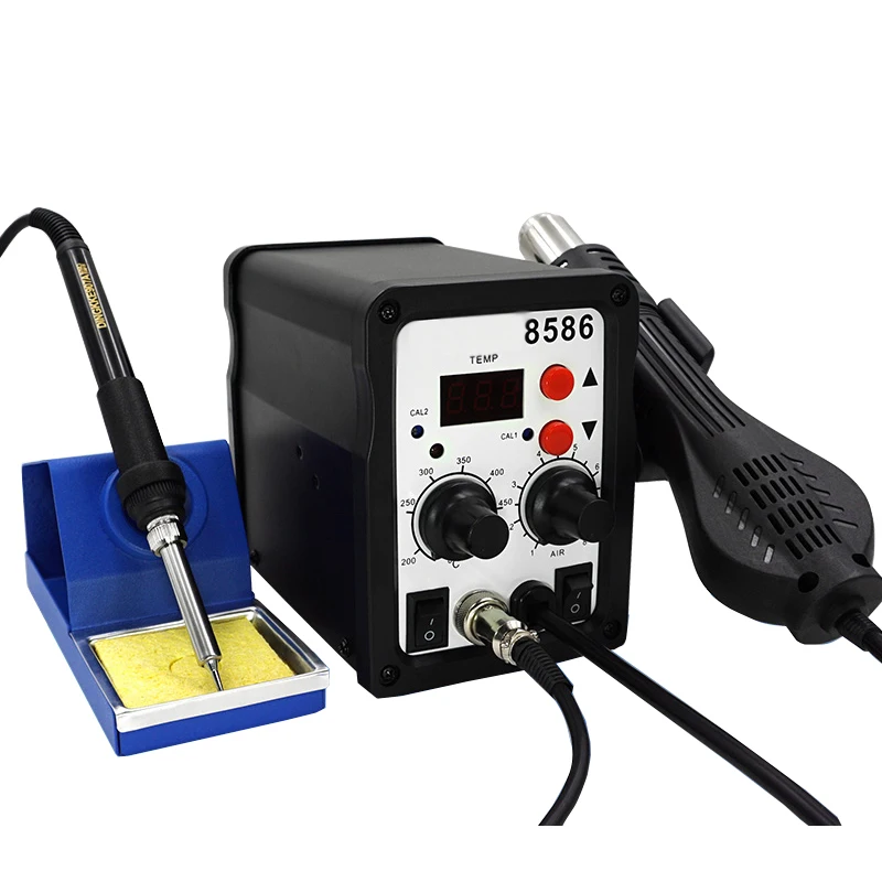 

8586 700W 2 in 1 ESD Soldering Station LED Digital Solder Iron Desoldering Station BGA Rework Solder Station Hot Air Guns New