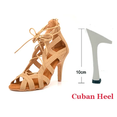 Brown Cuba 10cm Ladingwu/Брендовые женские ботинки для латинских танцев; женская обувь для сальсы; цвет коричневый, черный, красный; замшевая обувь для профессиональных бальных танцев - Цвет: Brown Cuba 10cm
