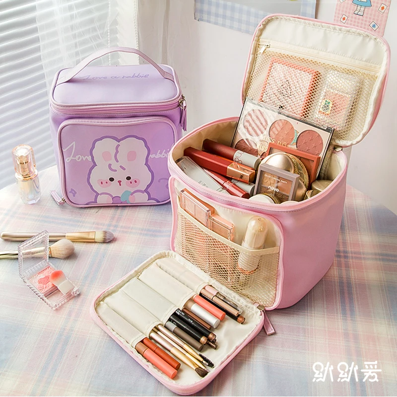 Cute & Soft Plush Travel Makeup Bag, 1pc Large Capacity Lightweight  Toiletry Handbag Bath Shower Bag Multifunctional Cosmetic Organizer Cute  Handbag