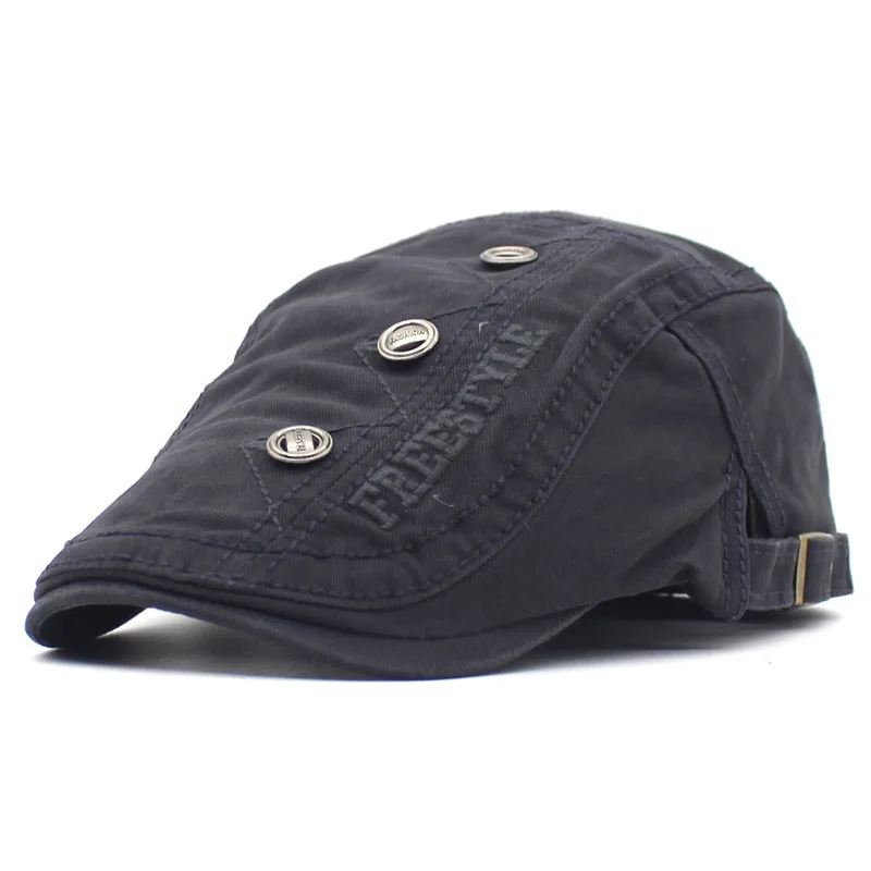 Newsboy Cap Beret Hat Spring Summer Letter Embroidery Men Cotton Flat Peaked Cap Women 10