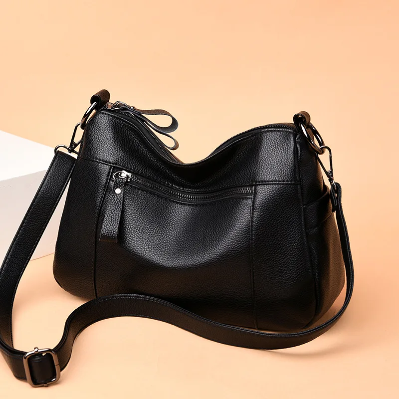 

2019 Autumn And Winter New Style Korean-style-Style Crossbody Bag Simple Versatile Middle-aged Mommy Bag Soft Leather Large-Volu