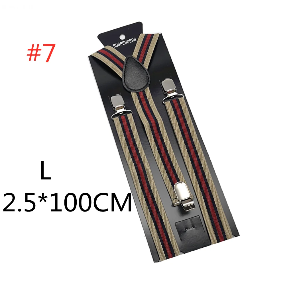 Color 7-100cm Новинка; подтяжки для мужчин, женщин, мальчиков и девочек; цвет красный, белый, Радужный; разноцветные подтяжки в полоску; подтяжки для взрослых и детей; Y-back; подтяжки - Цвет: Color 7-100cm