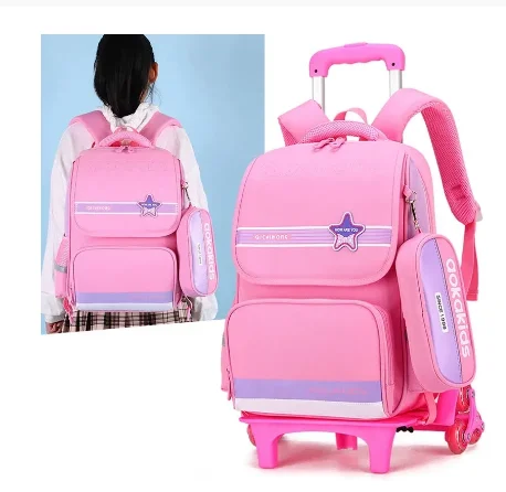 Kids Rolling School Backpack School Trolley Bag With Wheels For Girls  Children Carry On Luggage With Wheels Kids Wheeled Bookbag - School Bags -  AliExpress