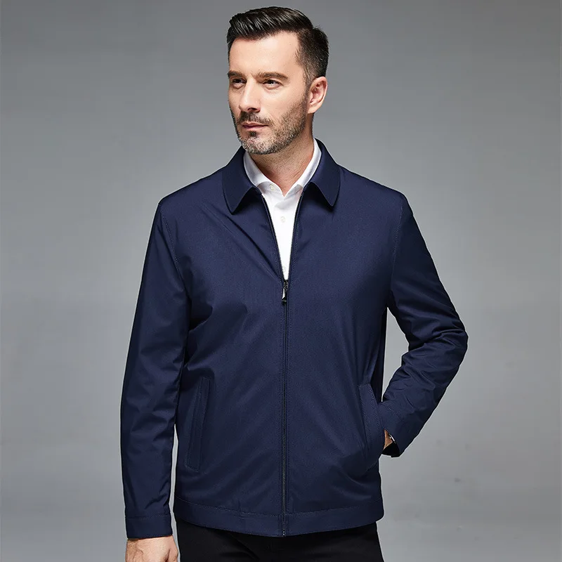 

New Style 2020 Spring And Autumn Middle-aged MEN'S Casual Jacket Business Fold-down Collar Middle-aged Daddy Clothes Men Jacket