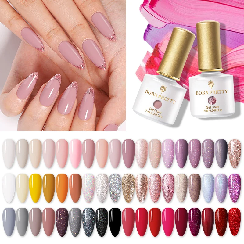 BORN PRETTY 1 Bottle 7ml 2021 New Trend Colors Series Nail Gel Polish Colorful Glitter Pink Purple Soak Off UV Gel Polish