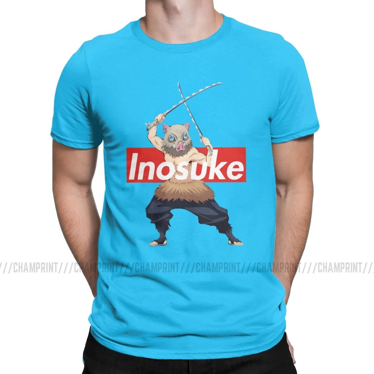 Королевский синий Inosuke Hashibira Kimetsu No Yaiba аниме Мужская футболка Demon Slayer аниме Awesome Tees короткий рукав Футболка размера плюс одежда - Цвет: Королевский синий