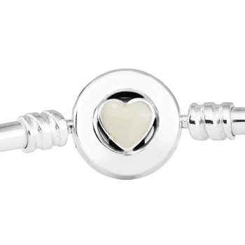 

Loving Heart Silver Enamel Bangles For Jewelry Making Sterling Silver Jewelry For Woman DIY Beads Fashion Silver Bracelets