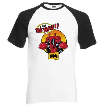 

I Am The Night Superman Deadpool & Batman Funny Men T Shirt 2020 Summer Casual Tops Raglan Round Neck T-Shirt Brand Clothing
