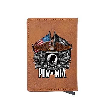 

New Arrival POW MIA American Flag Eagle Multifunction Digital Printing Leather Card Holder Wallet Retro Men Women Short Purse